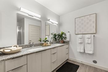 Dual sink vanities in the primary bathroom